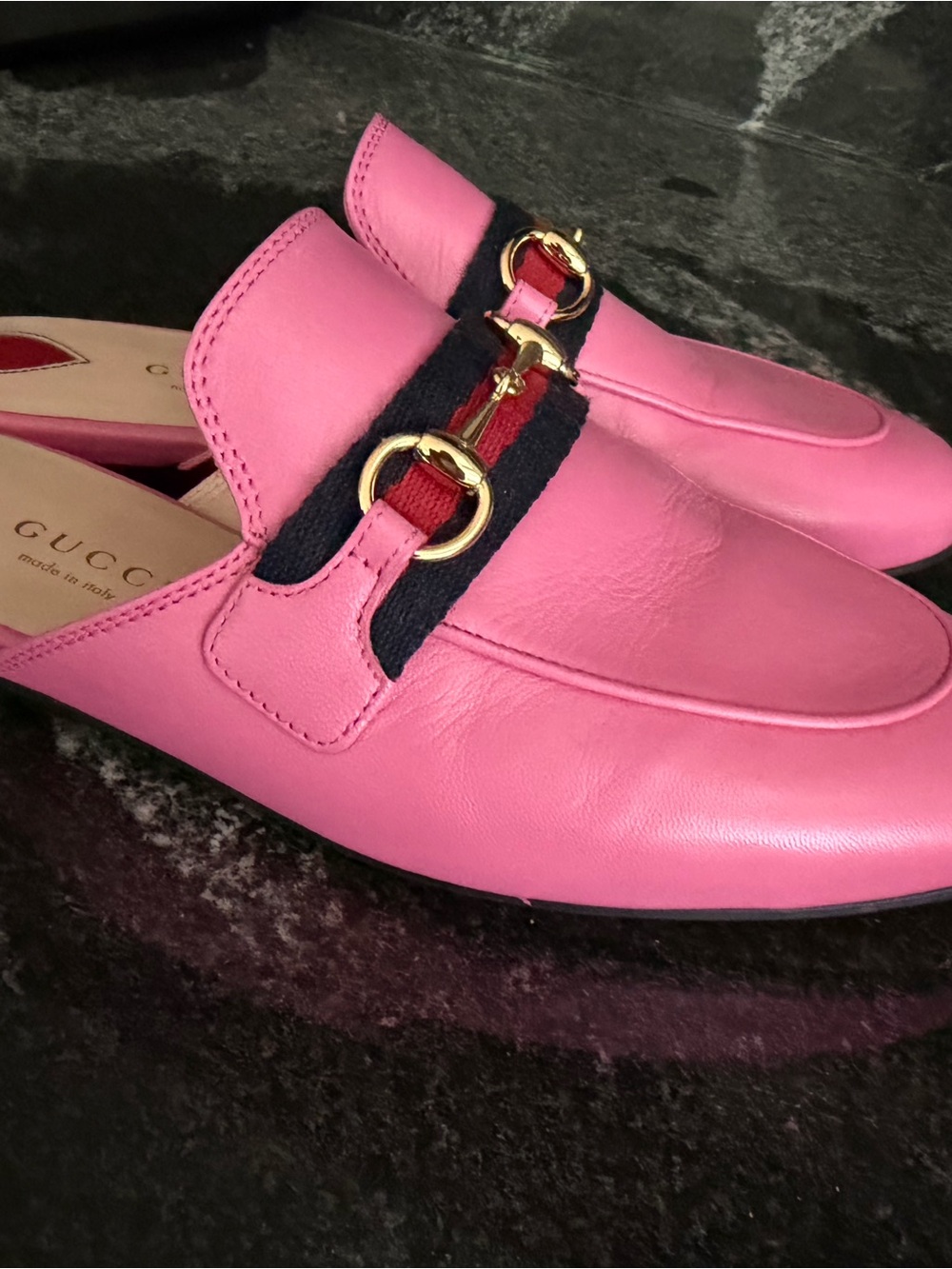 Gucci Fuchsia Leather Horsebit Slip-On Mule - Picture 3 of 4